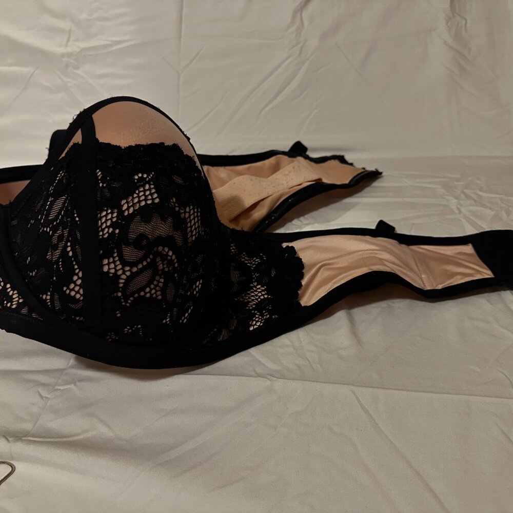 HOT Plus Lingerie Retro Inspired Pink Black Lace Torrid Bra Convertible 42 DDD - Picture 3 of 10